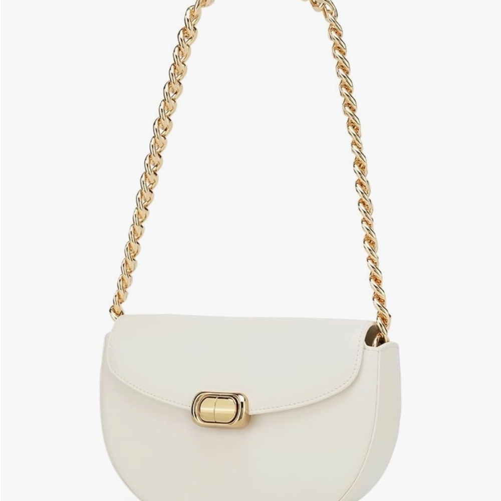 New Cream Leather Shoulder Bag